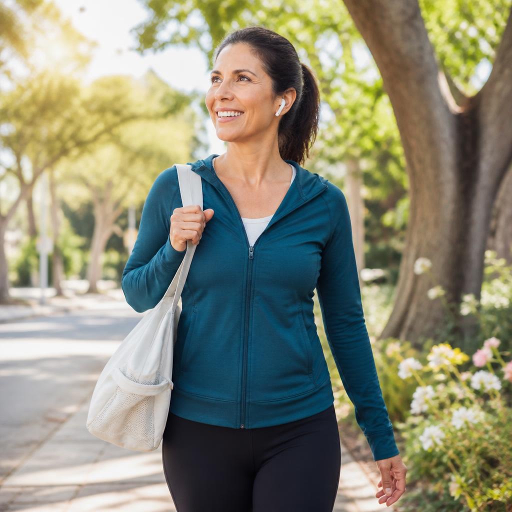 Pessoa caminhando ao ar livre, representando cuidado cardiovascular e estilo de vida saudável